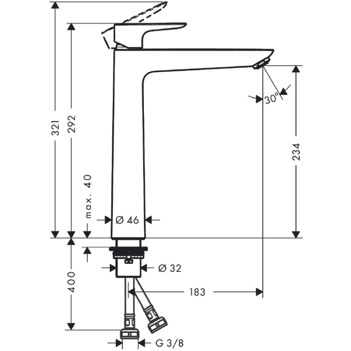 Baterie lavoar fara ventil, Hansgrohe, Talis E 240 [2]