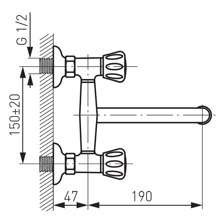Baterie lavoar, Ferro, Standard, montaj pe perete, pipa mobila, crom [2]