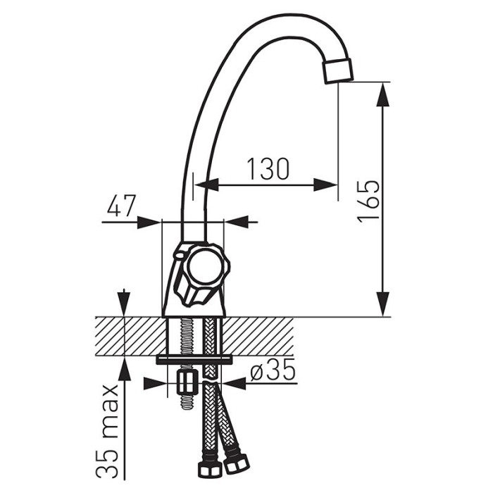 Baterie lavoar, Ferro, Standard, pipa mobila, crom [2]