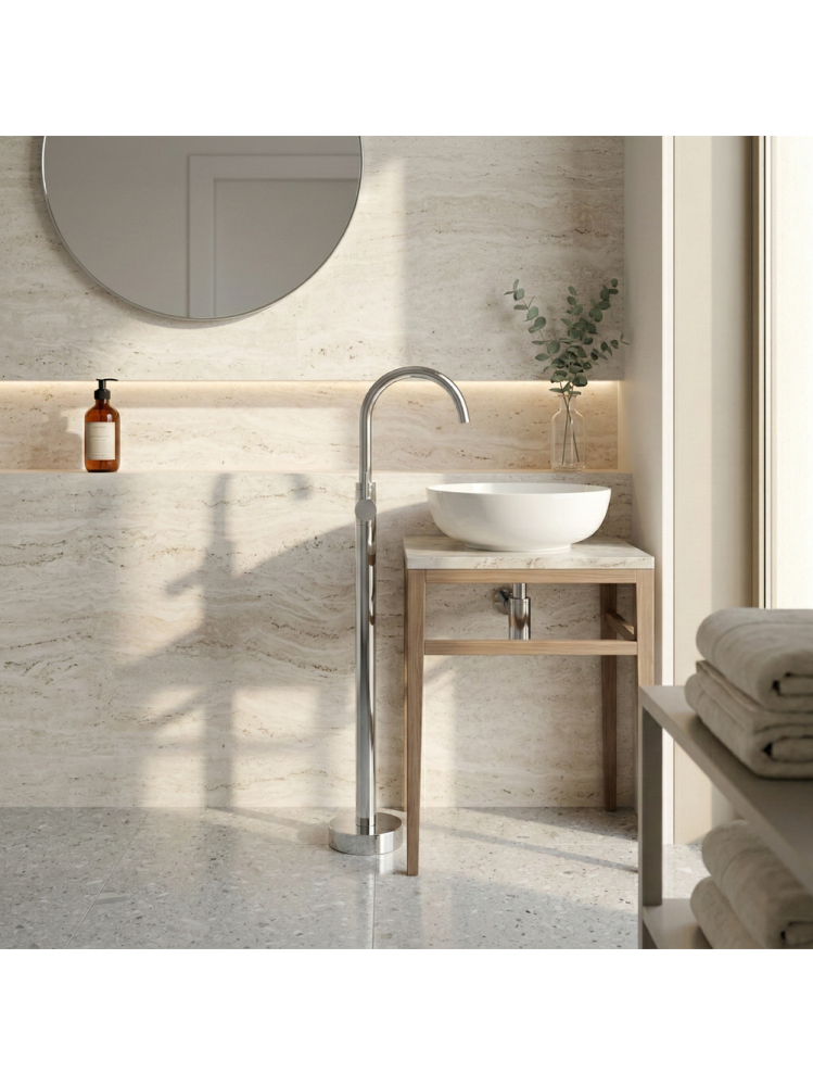 Baterie lavoar freestanding Rea Lungo crom [2]