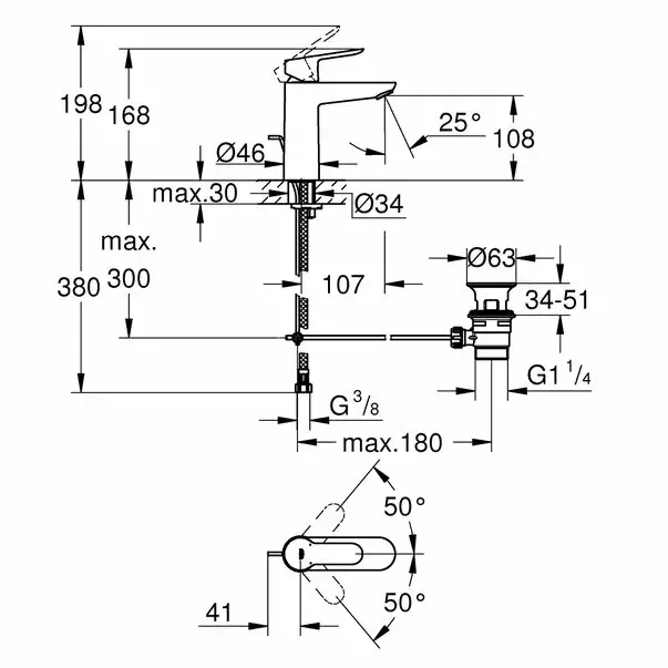 Baterie lavoar Grohe BauEdge M crom lucios [3]