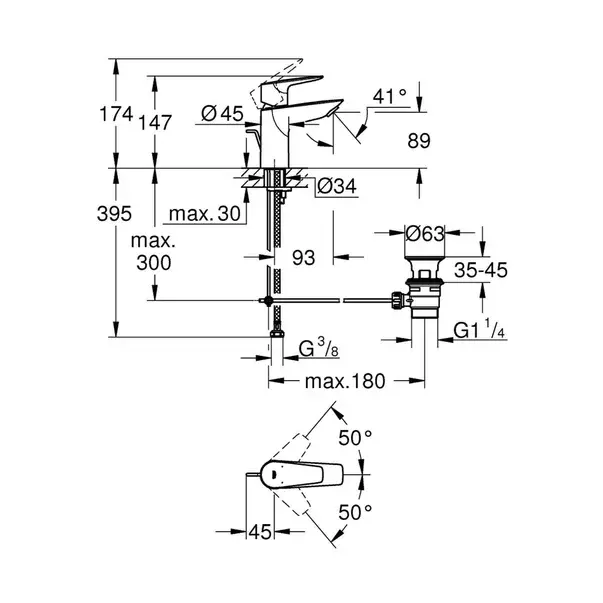 Baterie lavoar Grohe BauEdge New S crom [2]