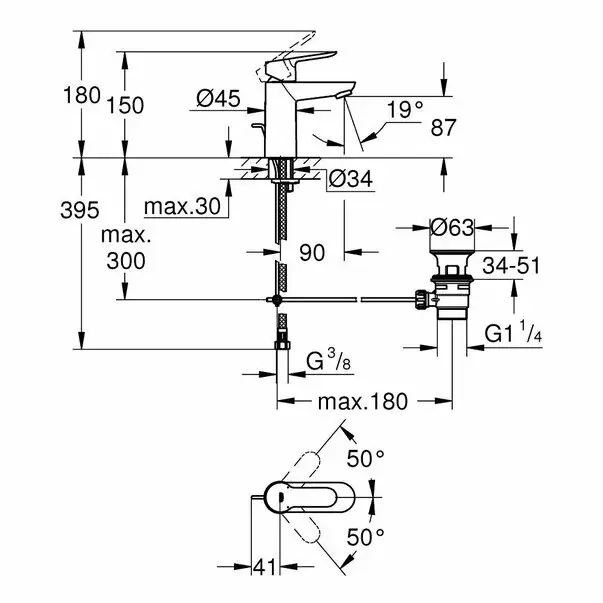 Baterie lavoar Grohe BauEdge S crom lucios [3]