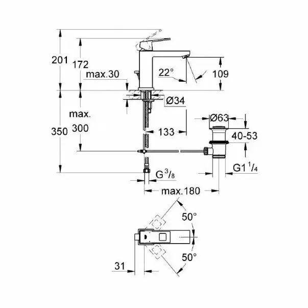Baterie lavoar Grohe Eurocube M crom lucios [3]