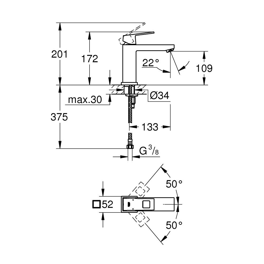 Baterie lavoar Grohe Eurocube, marime M [3]
