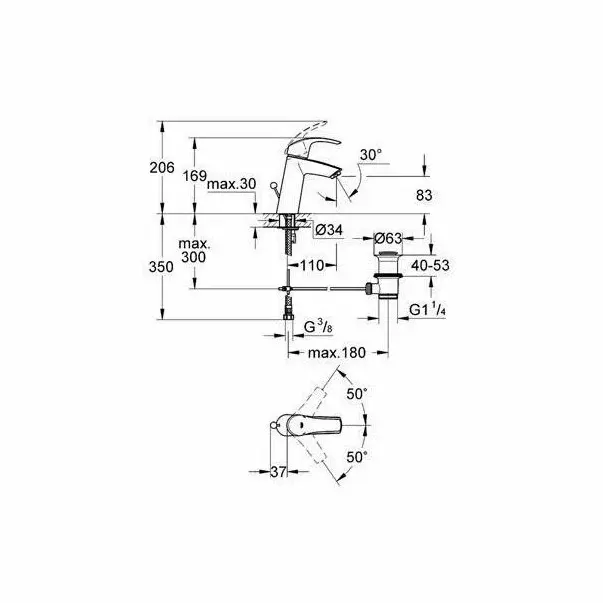 Baterie lavoar Grohe Eurosmart New M crom lucios [3]