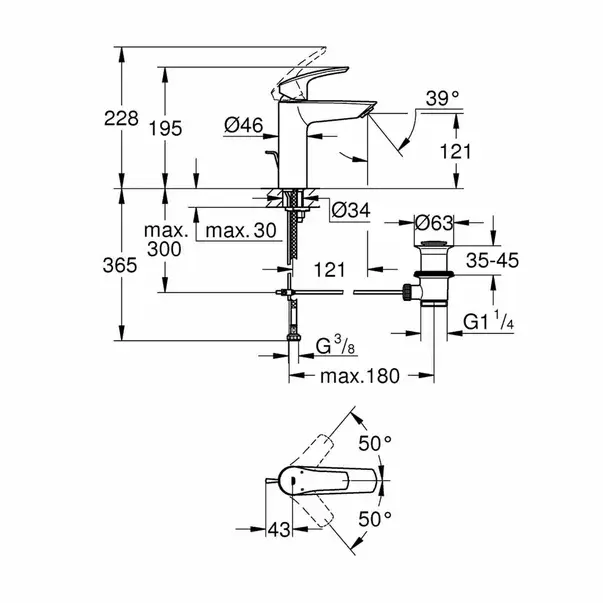 Baterie lavoar Grohe Eurosmart New M-Size monocomanda crom [2]