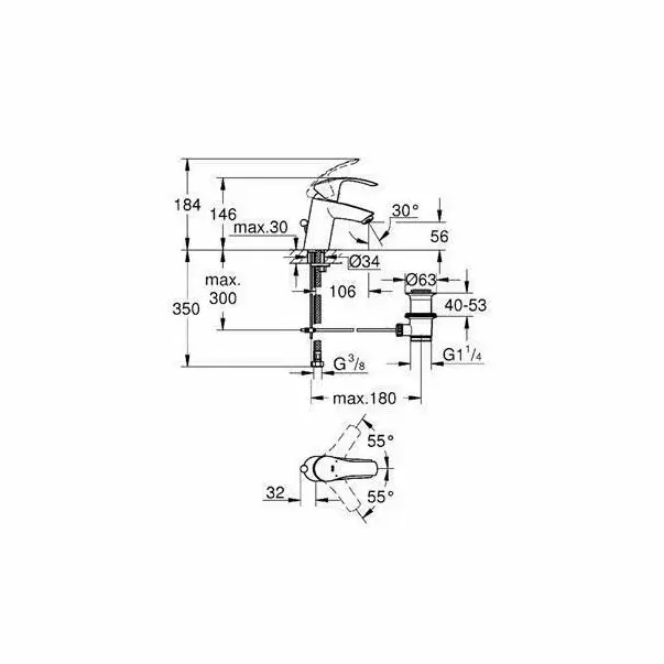 Baterie lavoar Grohe Eurosmart New S crom lucios [2]