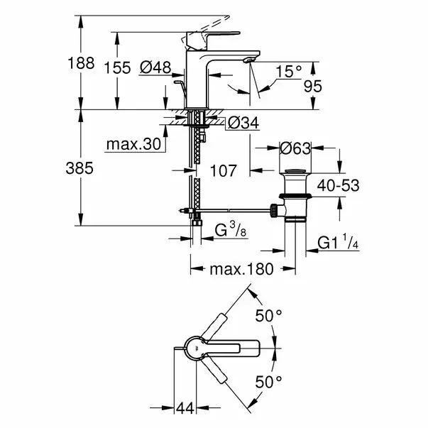 Baterie lavoar Grohe Lineare marimea XS crom lucios [4]