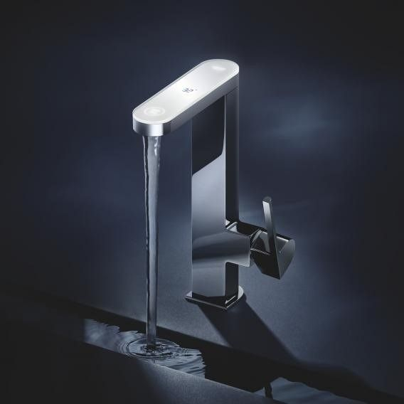 Baterie lavoar Grohe Plus, pipa pivotanta si afisaj LED, ventil click clack [3]