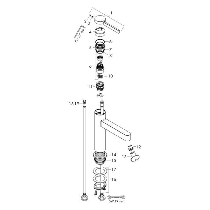 Baterie lavoar, Hansgrohe, Finoris 100, crom [4]