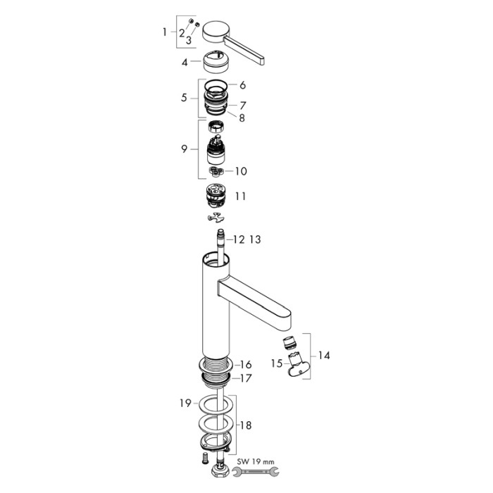 Baterie lavoar, Hansgrohe, Finoris 100, pentru apa rece, crom [4]