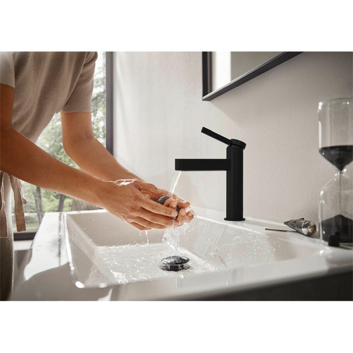 Baterie lavoar, Hansgrohe, Finoris 110, cu ventil Push-Open, negru mat [4]