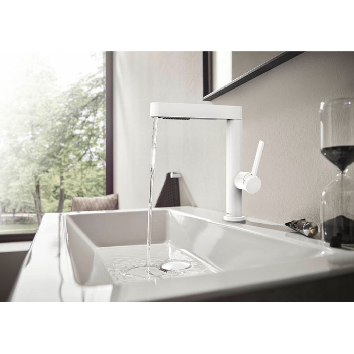 Baterie lavoar, Hansgrohe, Finoris 230, cu pipa extractibila, cu ventil, alb mat [3]