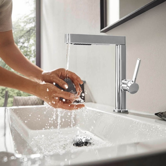 Baterie lavoar, Hansgrohe, Finoris 230, cu pipa extractibila, ventil, crom [5]