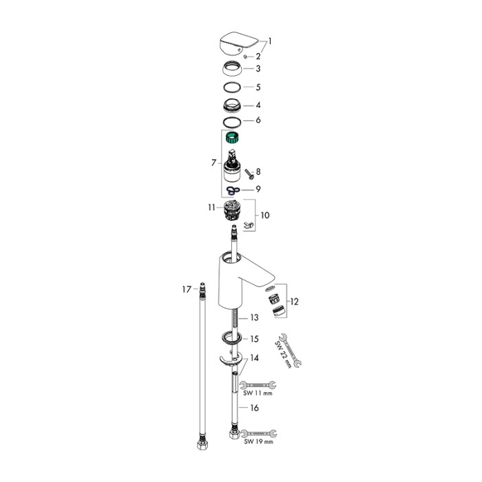 Baterie lavoar Hansgrohe, Logis 100, crom [3]