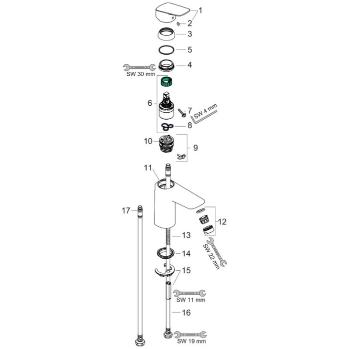 Baterie lavoar Hansgrohe, Logis 100, cu ventil, crom [4]