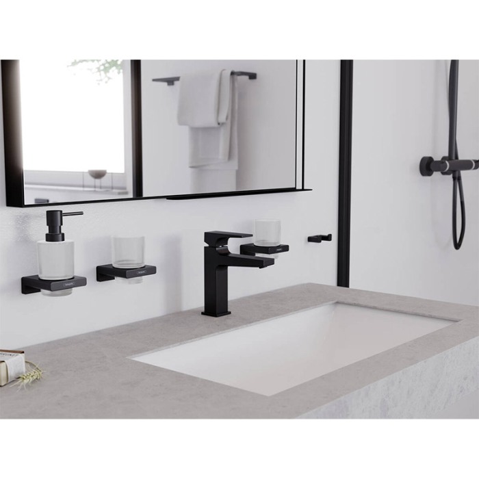 Baterie lavoar, Hansgrohe, Metropol 110, cu ventil, negru mat [3]