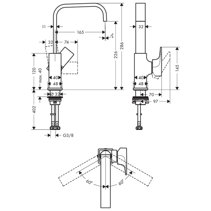 Baterie lavoar, Hansgrohe, Metropol 230, cu ventil, crom [2]