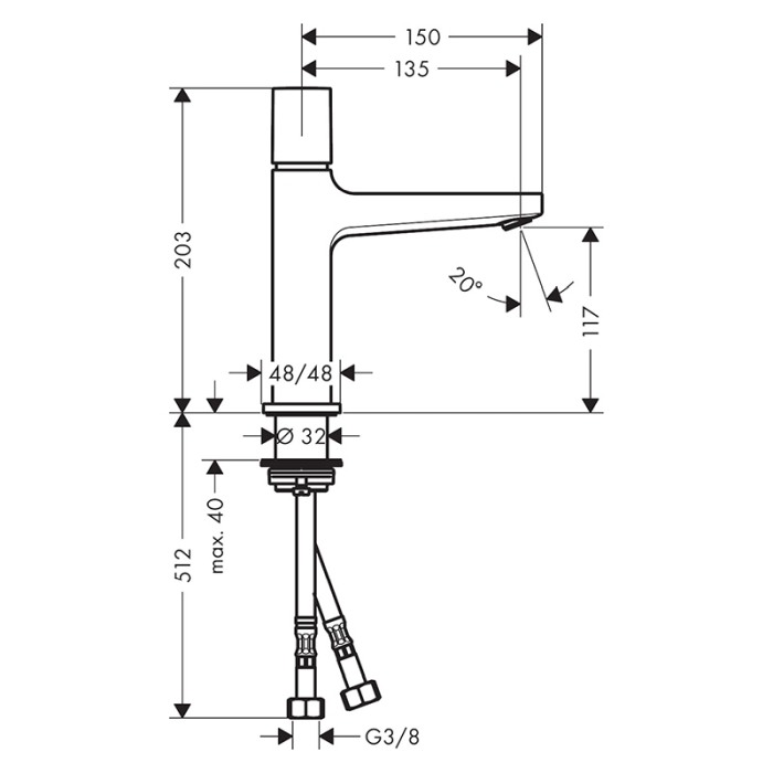 Baterie lavoar, Hansgrohe, Metropol Select 110, cu ventil, crom [2]