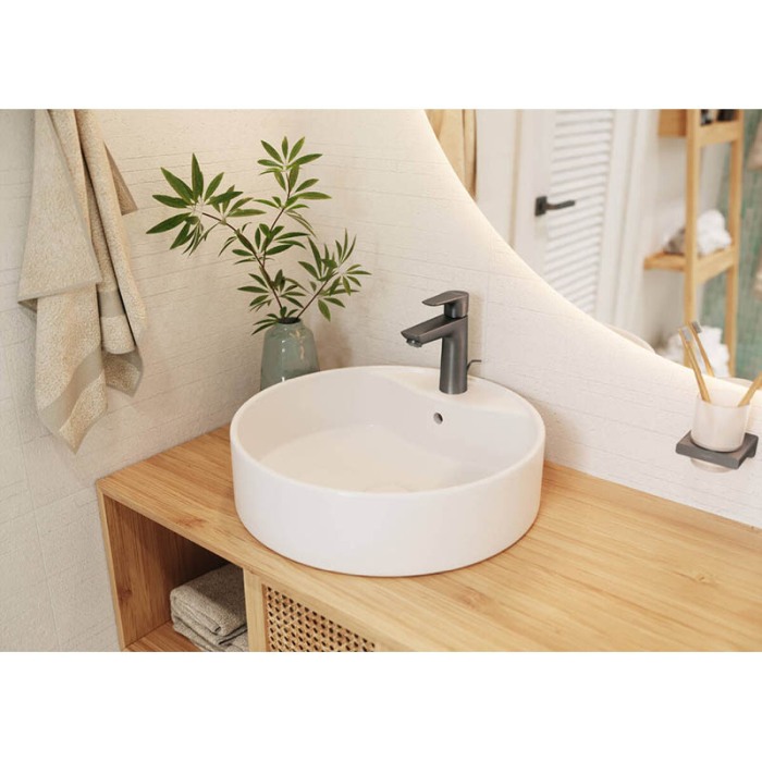 Baterie lavoar, Hansgrohe, Talis E 110, cu ventil, negru cromat periat [3]