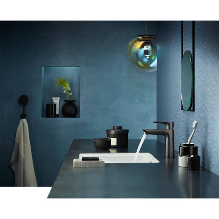 Baterie lavoar, Hansgrohe, Talis E 110, cu ventil, negru cromat periat [4]