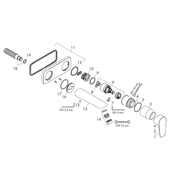Baterie lavoar Hansgrohe, Talis E, montaj pe perete, 22.5 cm, alb mat [4]