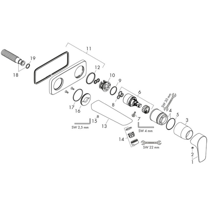 Baterie lavoar Hansgrohe, Talis E, montaj pe perete, 22.5 cm, auriu lucios [3]