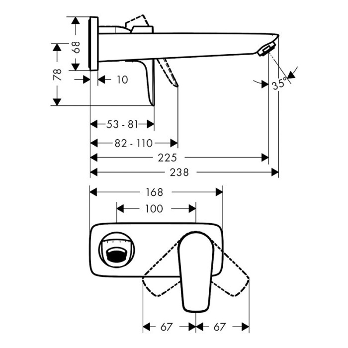 Baterie lavoar, Hansgrohe, Talis E, montaj pe perete, 22,5 cm, negru cromat periat [2]