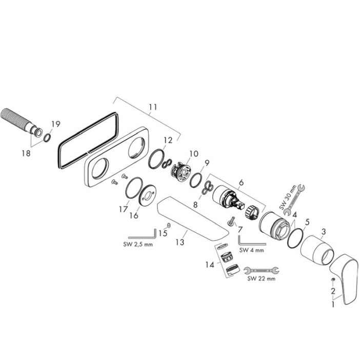 Baterie lavoar Hansgrohe, Talis E, montaj pe perete, 22.5 cm, Negru mat [5]