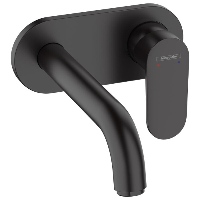 Baterie lavoar Hansgrohe, Vernis Blend, pipa 205 mm, montaj pe perete, negru mat [1]