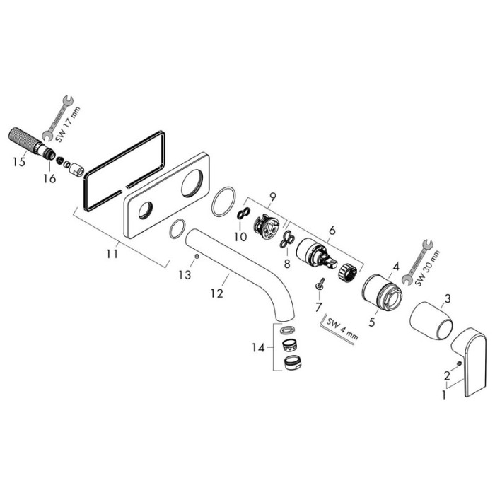 Baterie lavoar Hansgrohe, Vernis Shape, pipa 205 mm, montaj pe perete, negru mat [3]