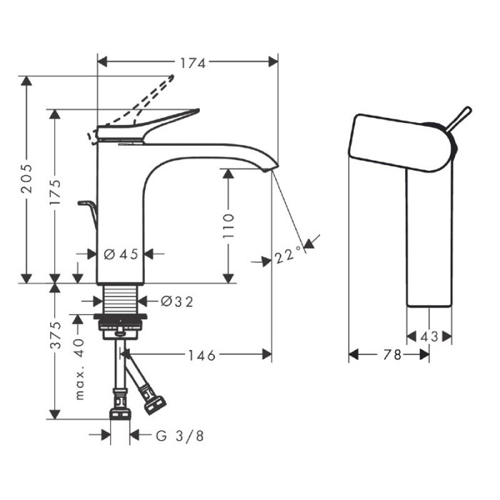 Baterie lavoar, Hansgrohe, Vivenis 110, CoolStart, cu ventil, crom [2]