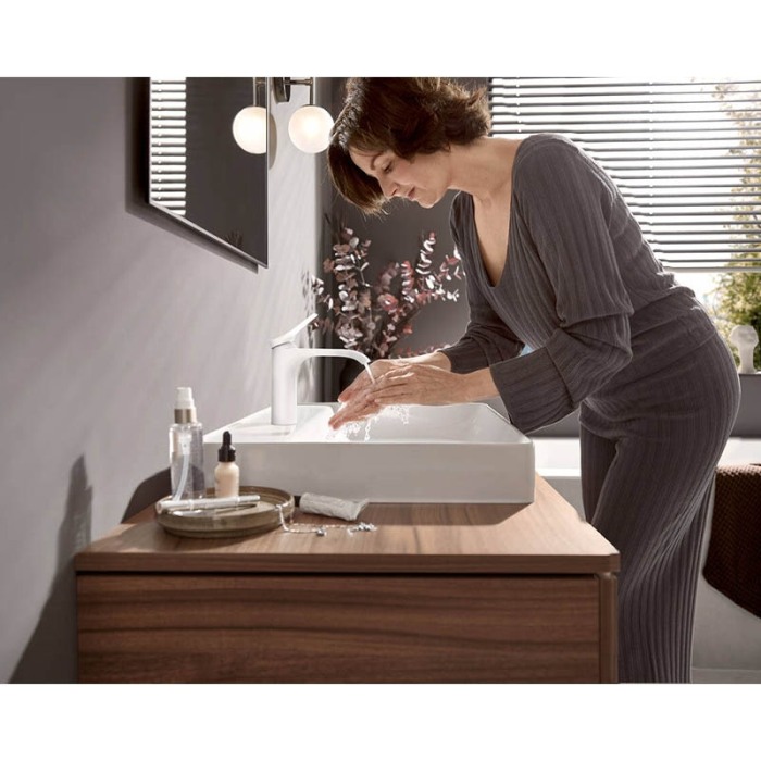 Baterie lavoar, Hansgrohe, Vivenis 110, cu ventil, alb mat [7]