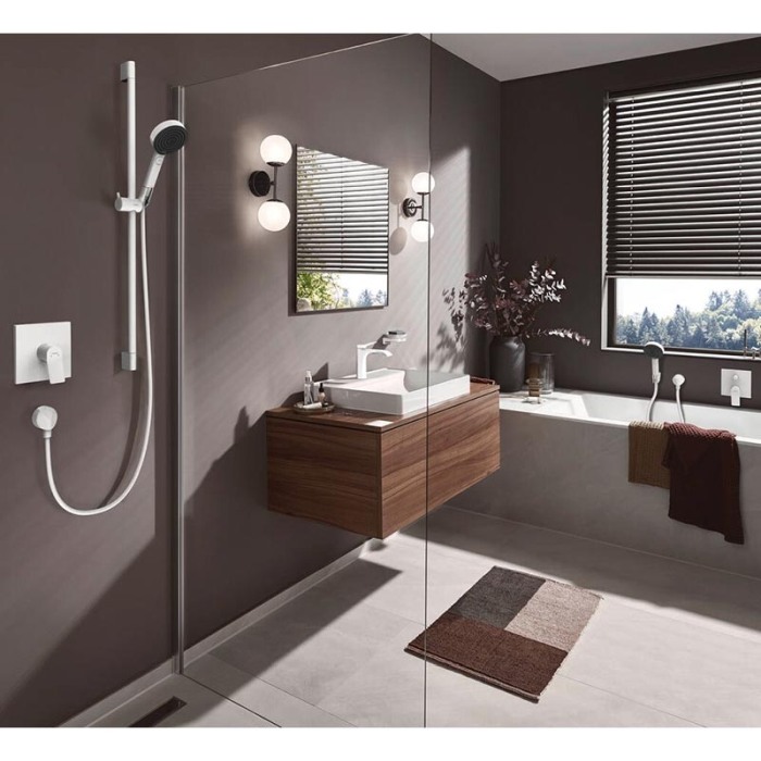 Baterie lavoar, Hansgrohe, Vivenis 110, cu ventil, alb mat [5]