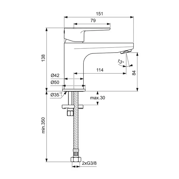 Baterie lavoar Ideal Standard Cerafine O H80 crom lucios fara ventil [6]