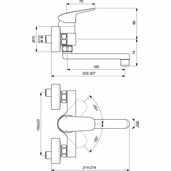 Baterie lavoar Ideal Standard Ceraflex montaj pe perete [2]