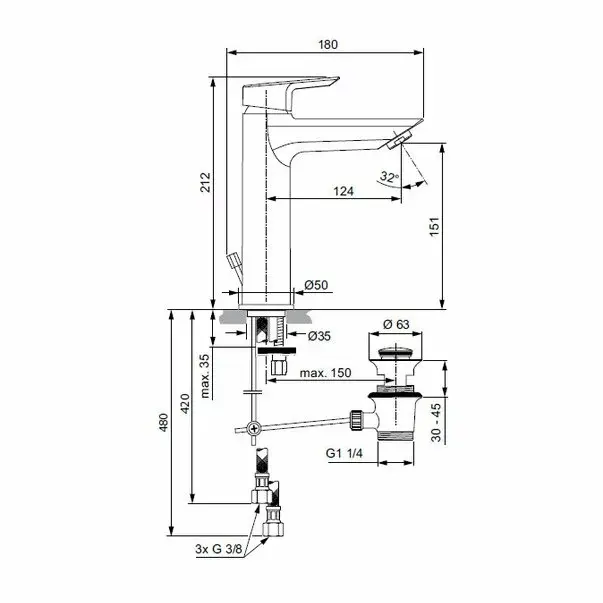 Baterie lavoar Ideal Standard Tesi Grande [2]