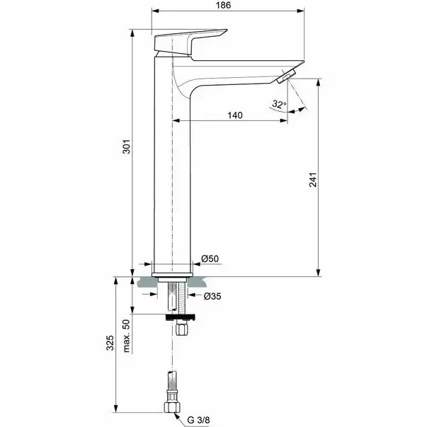 Baterie lavoar Ideal Standard Tesi inalta fara ventil [3]