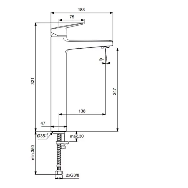 Baterie lavoar inalta cu monocomanda Ideal Standard Ceraplan BD236AA [6]
