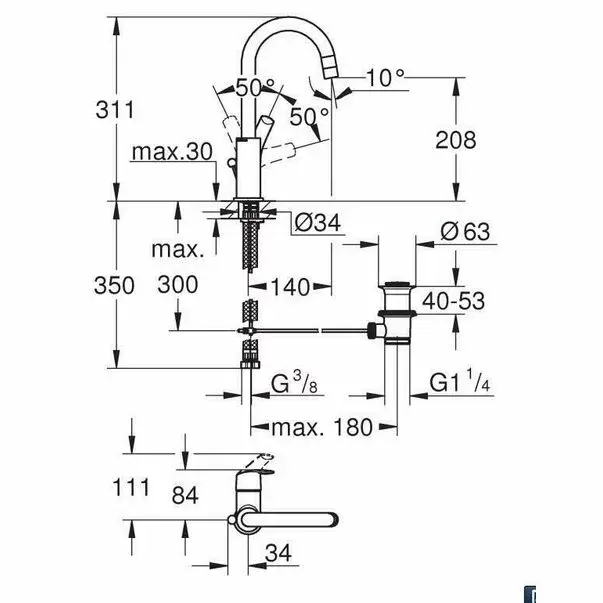 Baterie lavoar inalta Grohe Eurosmart New L crom [2]