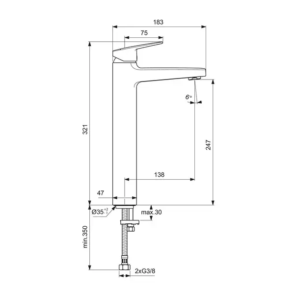 Baterie lavoar inalta Ideal Standard Ceraplan 250 negru mat [3]