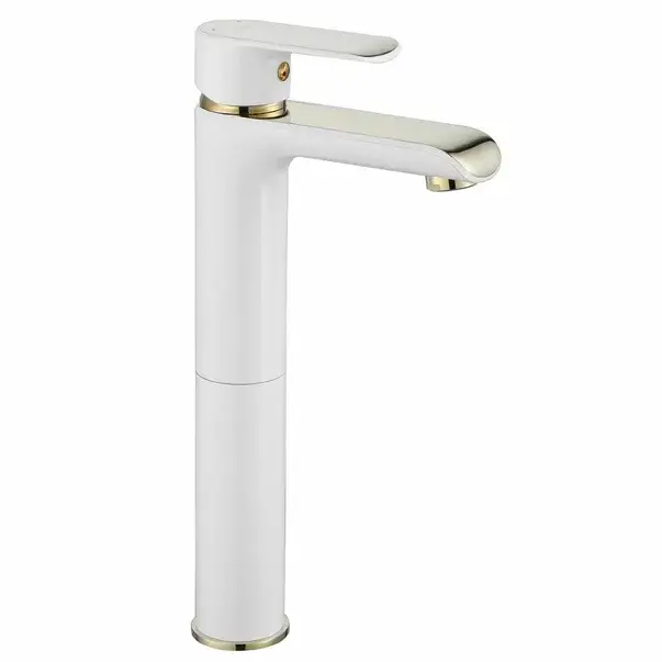 Baterie lavoar inalta Rea Bloom monocomanda alb - auriu [4]