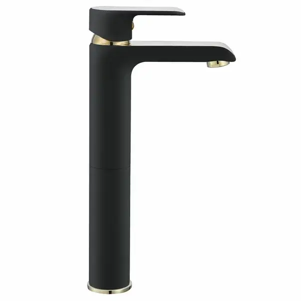 Baterie lavoar inalta Rea Bloom monocomanda negru - auriu [4]