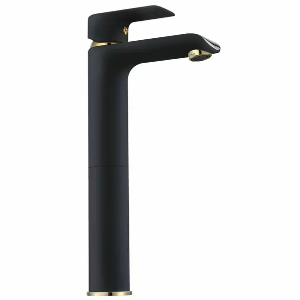 Baterie lavoar inalta Rea Bloom monocomanda negru - auriu [3]