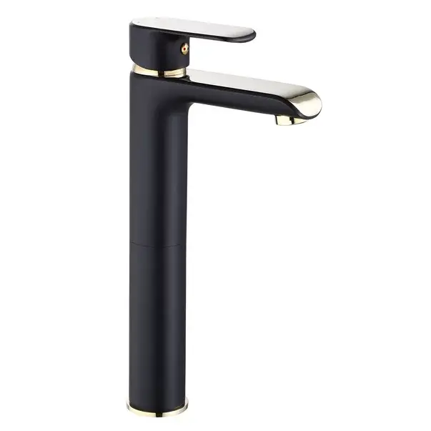Baterie lavoar inalta Rea Bloom monocomanda negru - auriu [1]
