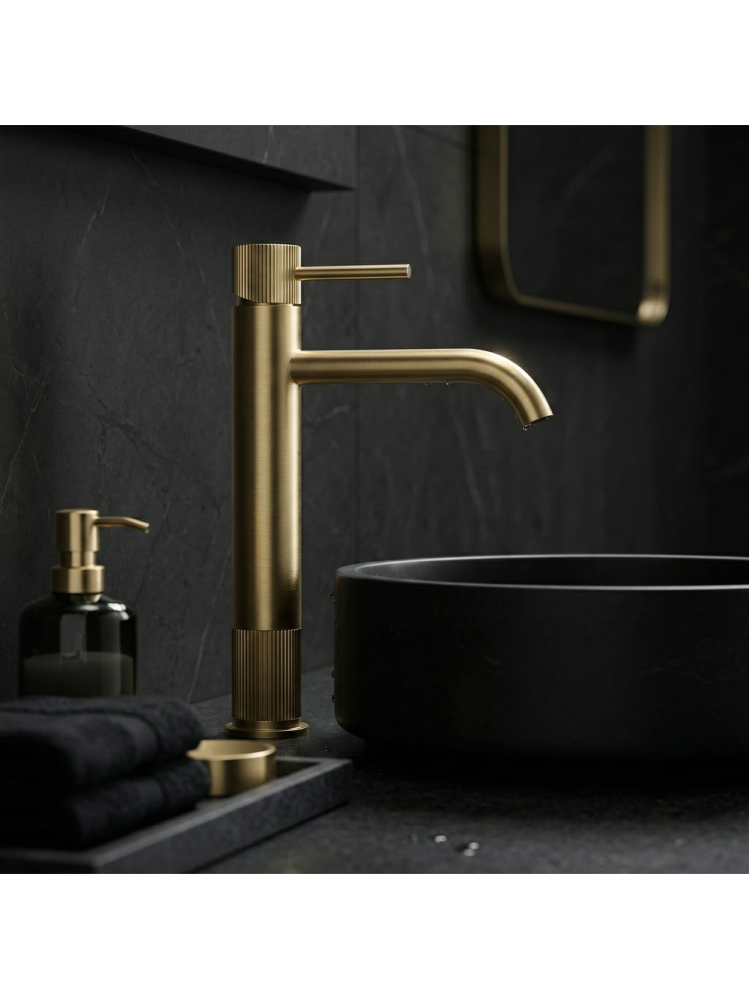 Baterie lavoar inalta Rea Lungo Stripe auriu periat  [6]