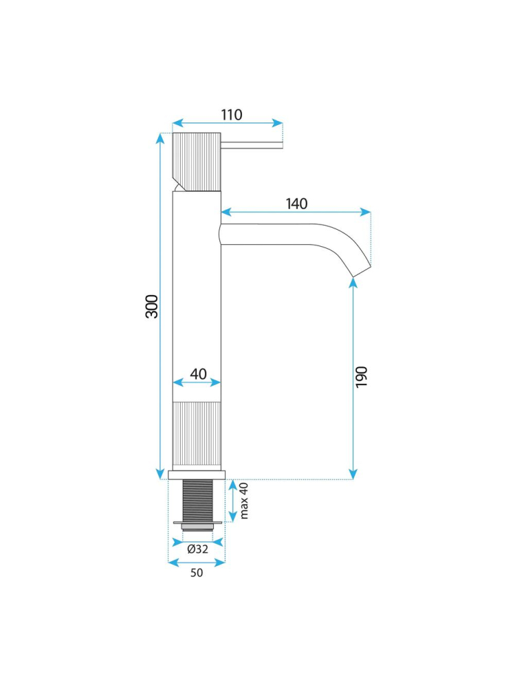 Baterie lavoar inalta Rea Lungo Stripe auriu periat  [11]