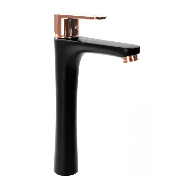 Baterie lavoar inalta Rea Mild negru - Rose Gold monocomanda [3]