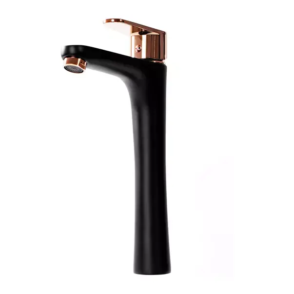 Baterie lavoar inalta Rea Mild negru - Rose Gold monocomanda [2]